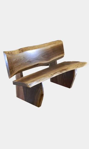 Live Edge Slab Bench with Back